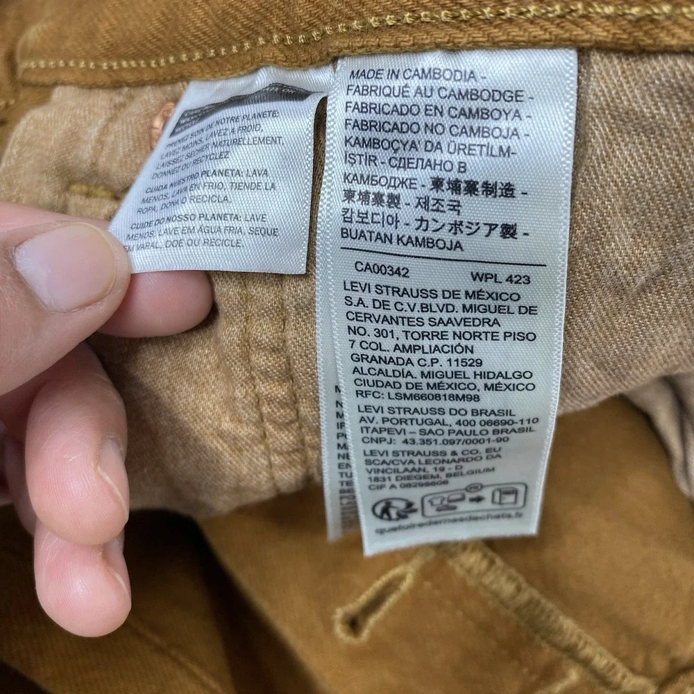 Levi's 501 Original Men's Jeans 34X34 Straight Leg Button Fly Mustard Brown